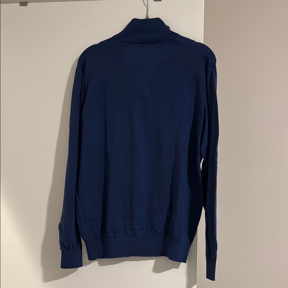 Lacoste Men's Deep Blue Quarter-Zip Sweater with Crocodile Logo - Picture 5 of 5